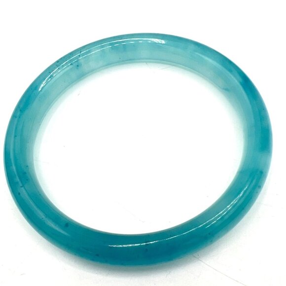 Vtg Unisex Bangle Bracelet Hololith Quartzite Aqua Blue Translucent Sz 6.25 9nn - Picture 3 of 6